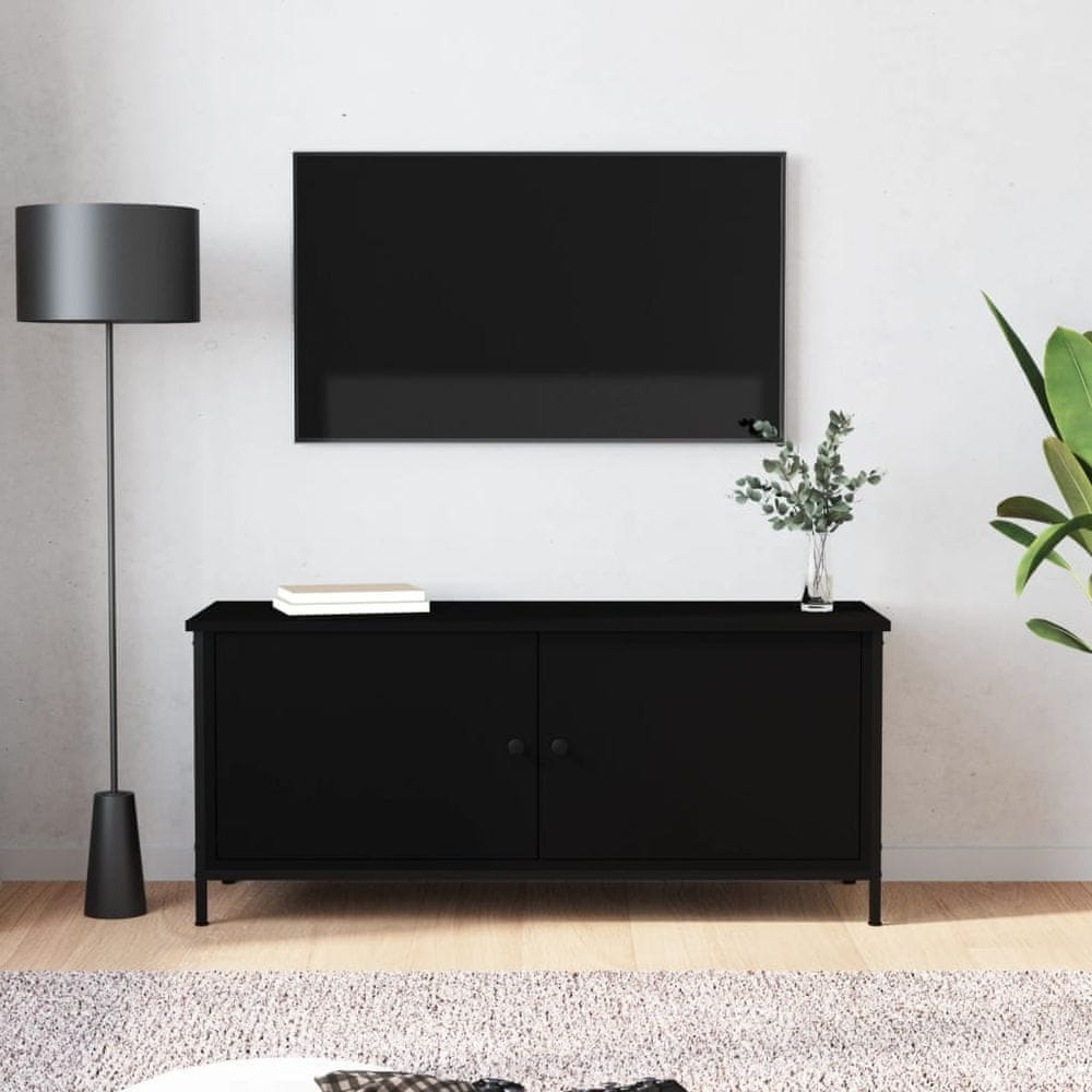 Vidaxl TV skrinka s dvierkami čierna 102x35x45 cm kompozitné drevo